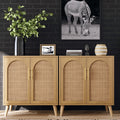 Set of 2 Rattan Storage Cabinet with Doors, Accent Bathroom Floor Cabinet, Modern Sideboard Buffet Cabinet for Living...
