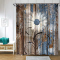 Curtains, Blue Brown Floral Farmhouse Curtains for Bathroom, Spring Country Botanical Bathroom Curtain Sets Waterproo...