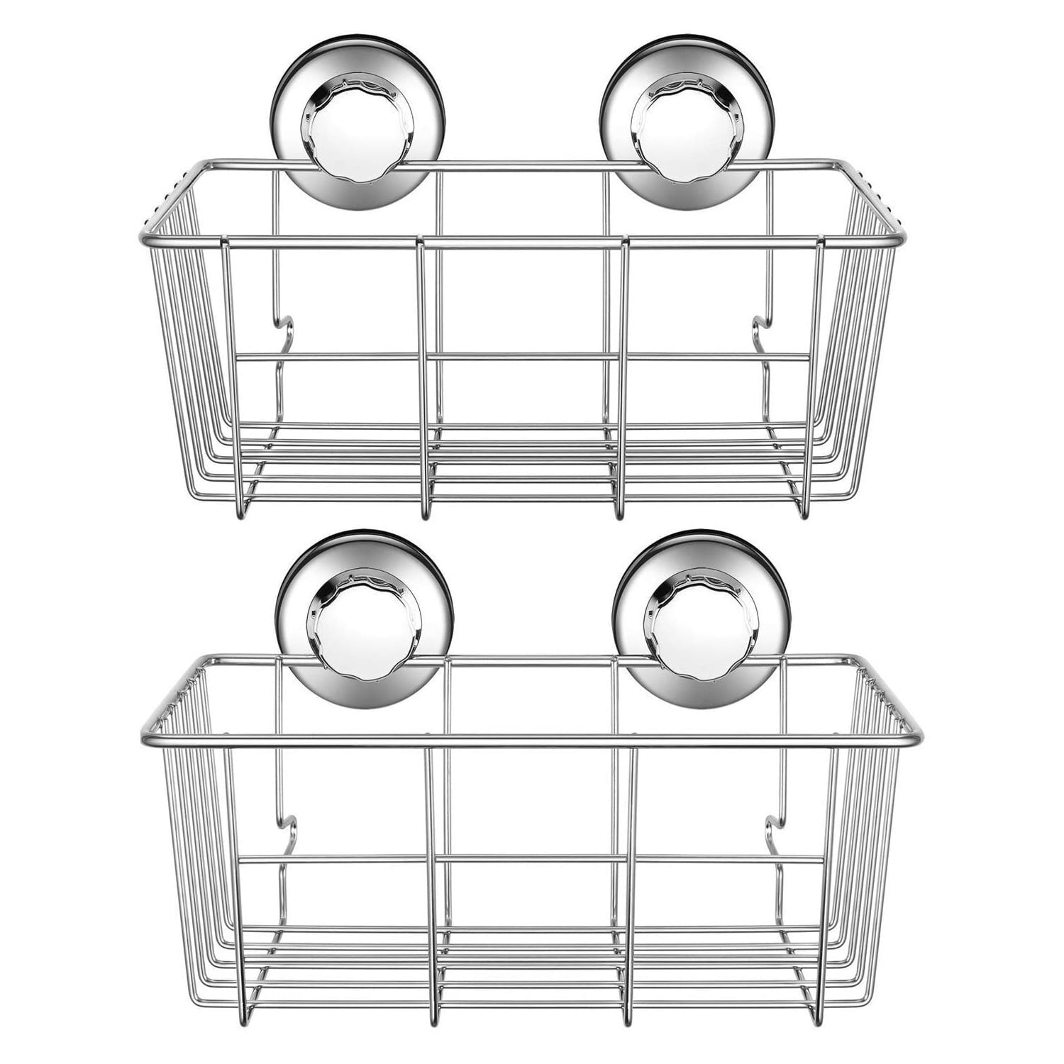 Bath Wall Shelf Organizer , Deep Bathroom Basket Suction Cup Large Kitchen Storage Basket for Gel Holder Bathroom Sto...