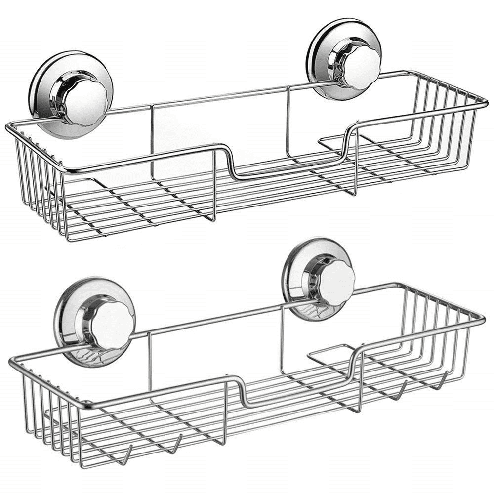 Cup Shower Caddy with Hooks,Powerful Cup Bathroom Shower Caddies,Bath Shelf Storage Combo Organizer Basket set of 2