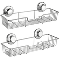 Cup Shower Caddy with Hooks,Powerful Cup Bathroom Shower Caddies,Bath Shelf Storage Combo Organizer Basket set of 2