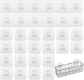 30 Pcs Shower Caddy Adhesive Hooks, Waterproof Adhesive Replacement Sticker, No Drilling Sticky Hanging Hook