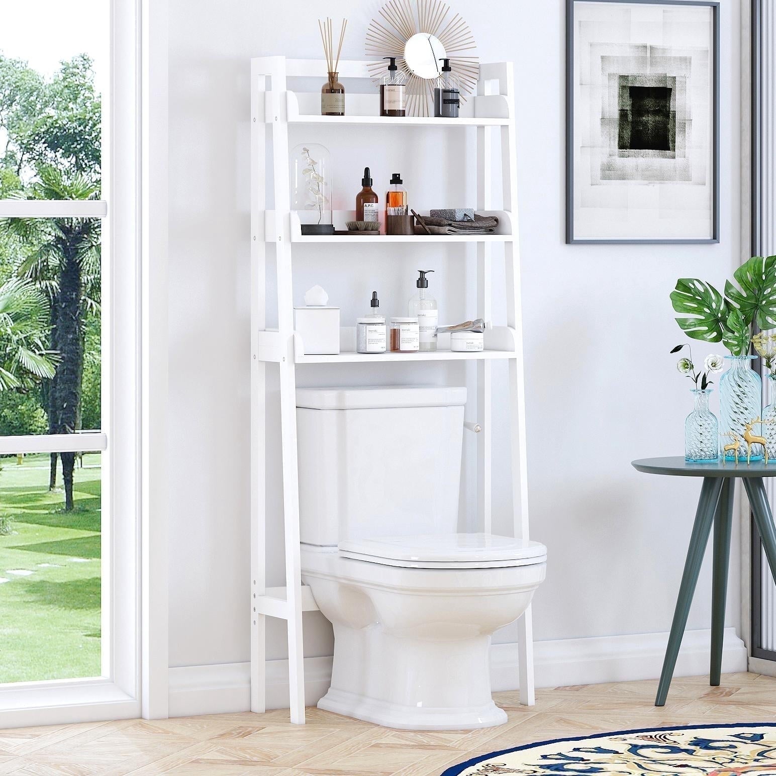 The Toilet Storage Shelf, 3-Tier Toilet Bathroom Organizer, Above Toilet Shelves, Bathroom Spacesaver, White