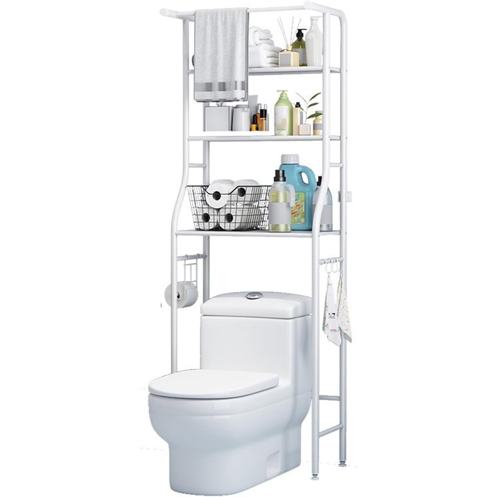 SUSUZI Over the Toilet Storage Rack 3-Tier Bathroom Organizer Shelf Metal Bath Shelves Freestanding Above Toilet Stand for Bathroom Laundry,