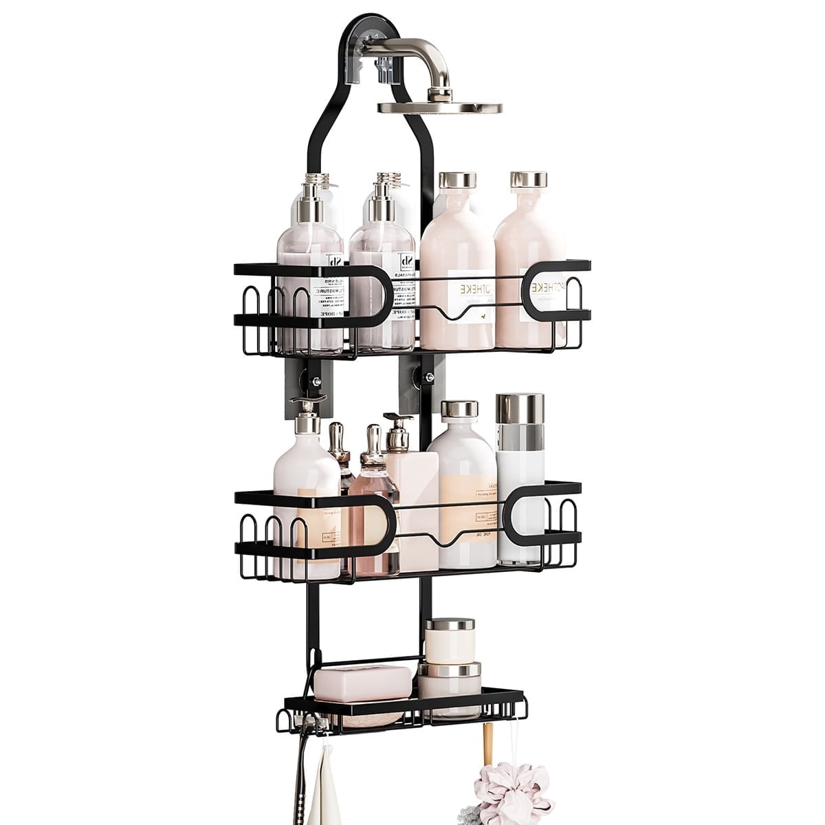 SZZJKJ Hanging Shower Caddy,Anti-rust Shower CaddyAnti-sway Shower OrganizerBlack