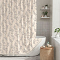 Gray Shower Curtain Floral Plant Shower Curtain Set with Tassels, Heavy Duty Faux Cotton Linen Cottagecore Boho Vinta...