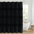 Curtain,Black Tiered Fabric Bathroom Curtain for Farmhouse Decor,72 x 72 Inch