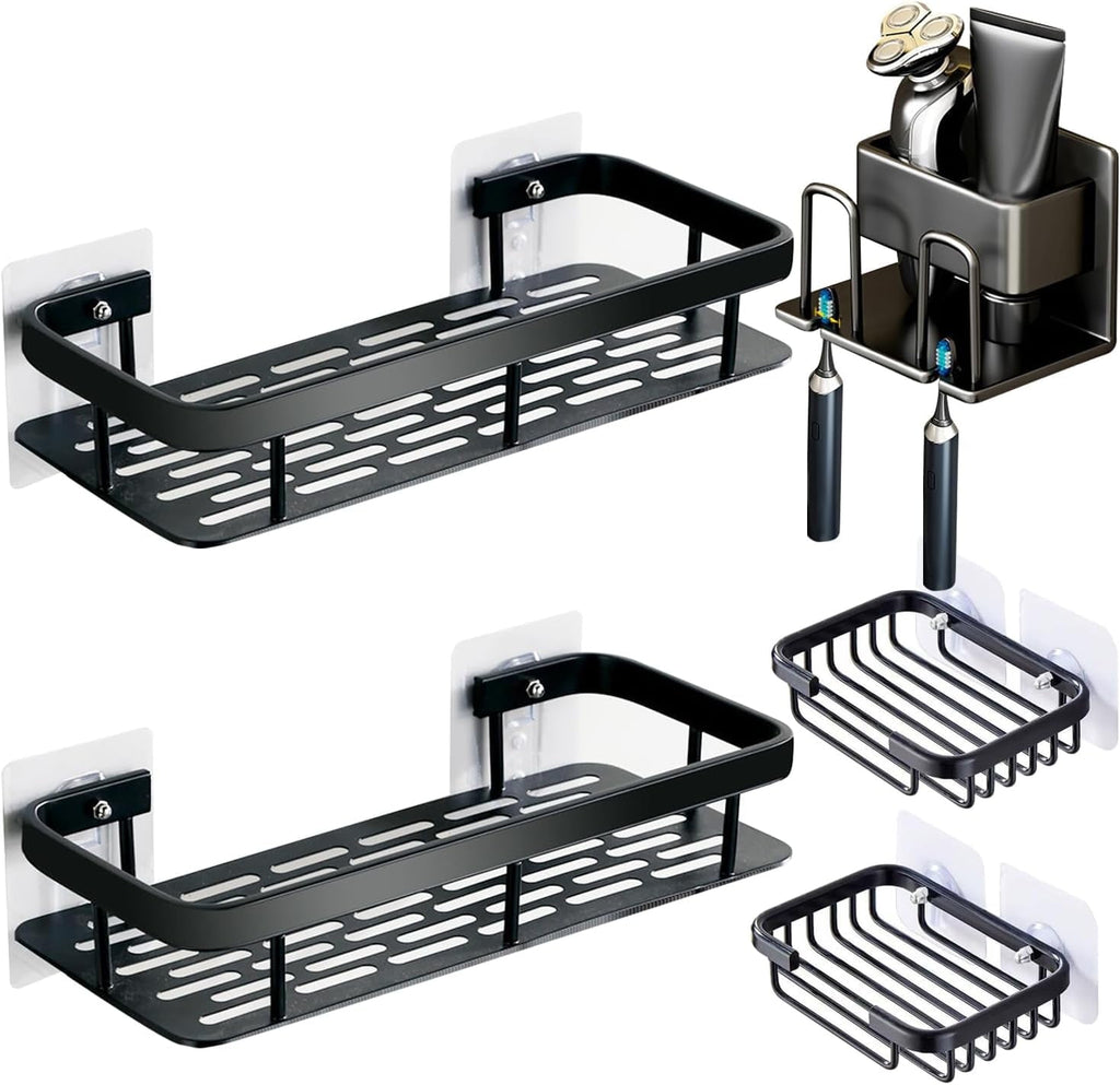 Shower Caddy, 5 Pack, Adhesive Bathroom Storage Organizer, Large Capacity, Rustproof Stainless Steel