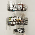 Caddy, 2-Pack No Drill Adhesive Organizer with Soap Dish, Space-Saving Bathroom/Kitchen Storage Shelf for (90° Angle ...
