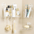 LUXEAR 3 Pack Shower Caddy Suction Cup, No-Drilling One Second Installation Shower Caddy, Clear Soap Dish and Toothbrush Holder, Waterproof