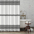 Striped with Tassel Modern Bathroom s, Fabric Black and White Waterproof, 12 pcs Hooks,72x72 inch