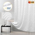 White Fabric Shower Curtains , Mildew-Resistant,Weighted-Hem Boho Bathroom Curtain,Water-Repellent, Machine-Washable,...