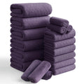 Smuge 18 pcs Bath Towel Sets, Include 6 Bath Sheet Towels, 6 Hand Towels, 6 Washcloths, Soft Microfiber Highly Absorbent Shower Towel for Ba