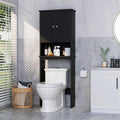Sobaniilo Over The Toilet Storage Cabinet, Bathroom Storage Organizer Over Toilet, Space Saver W/Adjustable Shelf & Open Storage Shelf, Blac
