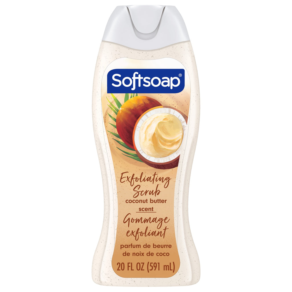 Softsoap Exfoliating Scrub Body Wash, pH Balanced Moisturizing Body Wash, Coconut Butter, 20 fl oz