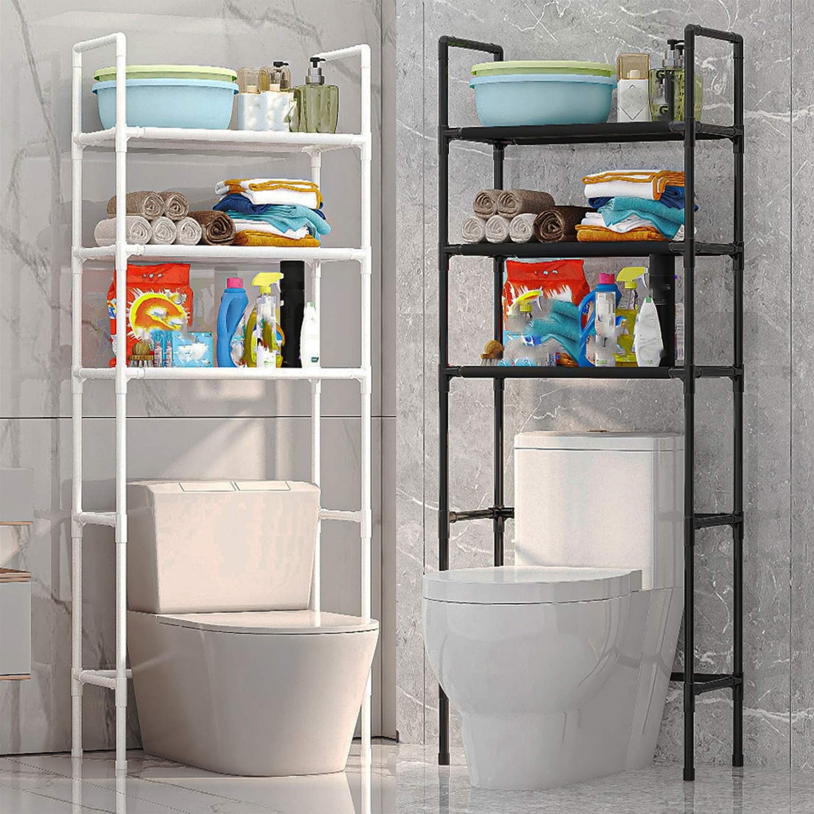 Stainless Steel Bathroom Storage Rack Above Toilet Three Tier Shelf Organizer for Toiletries and Daily Necessities Sp...