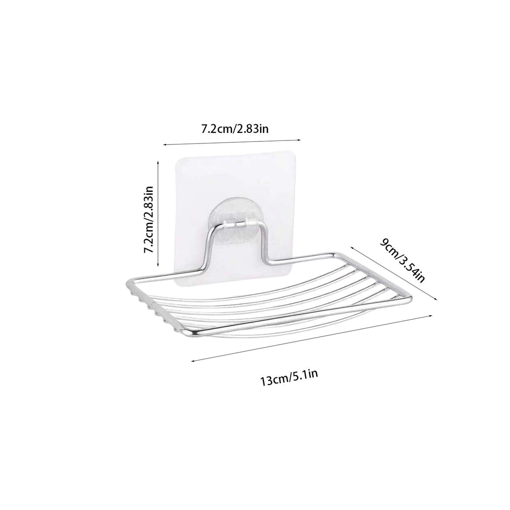 Stainless Steel Soap Holder Wall Mount No Drilling Adhesive 5.1x3.54in Silver Rustproof Drainage Dish for Bathroom Sh...