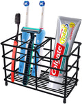 Stainless Steel Toothbrush and Toothpaste Holder for Bathroom, Sturdy and Hygienic, Drain and Rust Prevention, Black