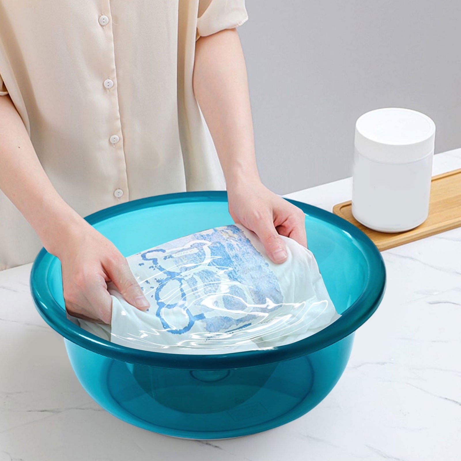 Containers Thickened Plastic Wash Basin, Multi-Purpose Laundry Tub, Portable Foot Bath Bowl, Durable Household Sink, ...