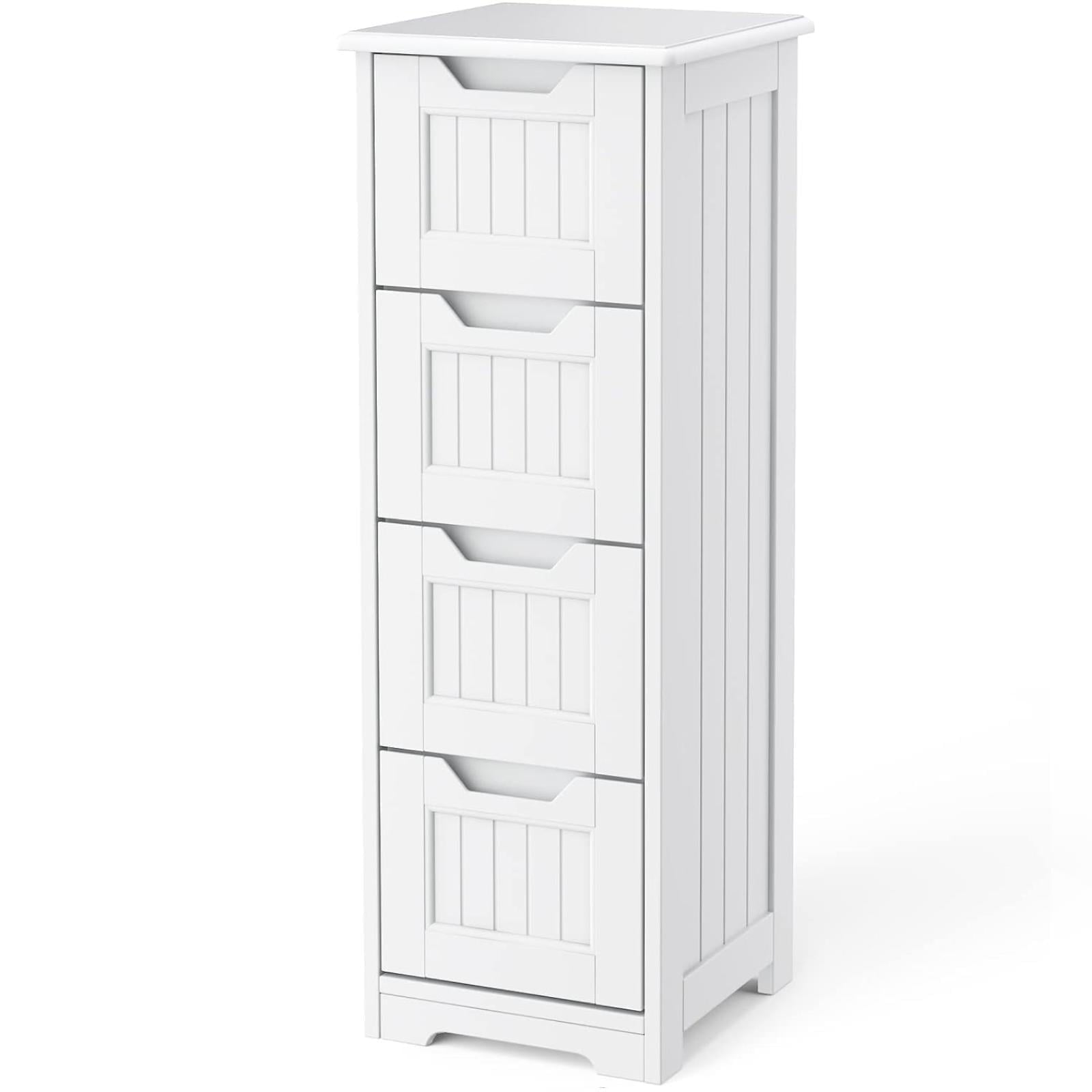 33" Small Bathroom Floor with 4 Drawers, White