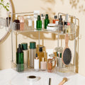 2 Bathroom Counter Organizer Countertop,Plastic Bathroom Counter Organizer, Vanity Tray Sink Shelf with Hooks, for Ma...