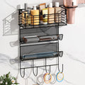 Metal Hair Tool Organizer Wall Mount, Hair Dryer Holder with 3 Tier Shelf Basket Hooks, Bathroom Hair Styling Tool Or...