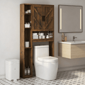 The Toilet Storage Cabinet with 7 Shelves, Double Doors, Bathroom Space Saver Organizer, Above Toilet with Open Shelf...