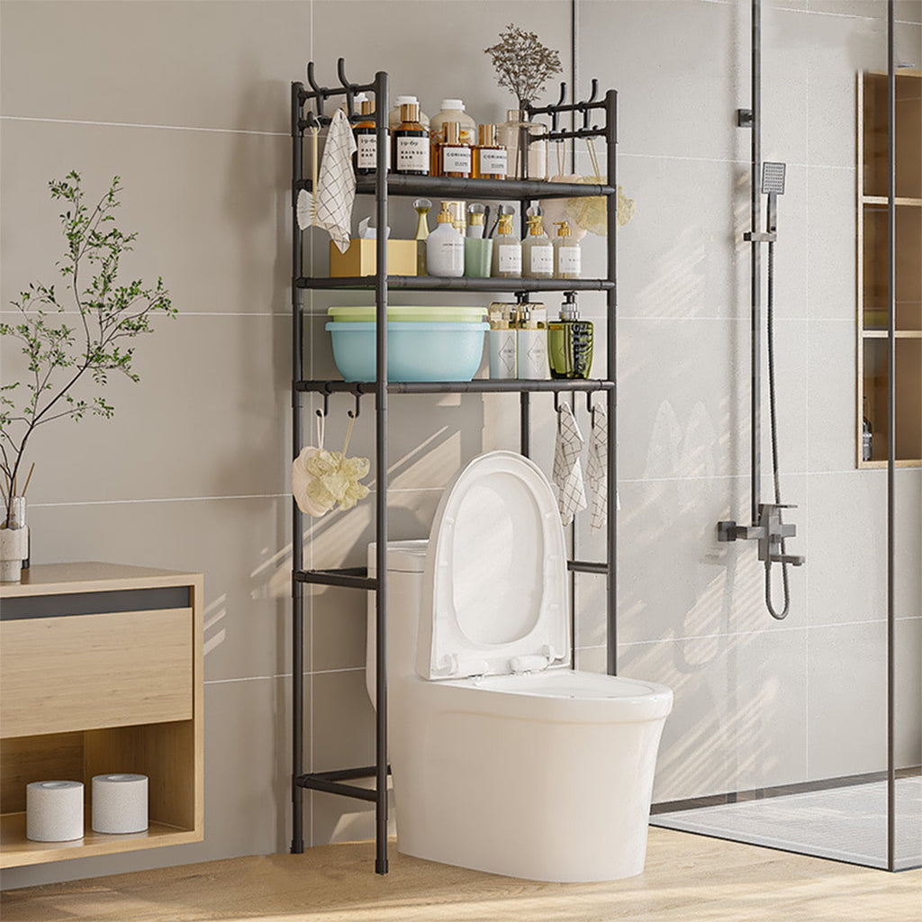 Over the Toilet Storage Cabinet Rack 3 Tier Bathroom Organizers and Storage with Hooks