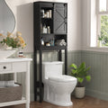 the Toilet Storage Cabinet, Rustic Storage Cabinet Toilet with Sliding Barn Door & Adjustable Shelves, Farmhouse Spac...