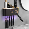 for Bathrooms, UV Sanitizer Wall Mounted with Toothpaste Dispenser, Large Capacity Tray, Tooth Brushing Holder & Bath...