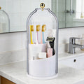 with Sliding Lid, Rotating 3 Slots Bathroom Organizer Countertop, Tooth Brush Toothpaste Holder Bathroom Counter Stan...