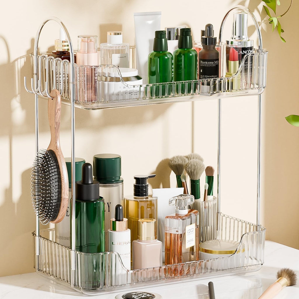 Vitviti 2 Tier Bathroom Counter Organizer，Cosmetic Skincare Organizer，Spice Rack Organizer for Kitchen