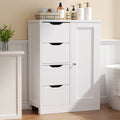 Bathroom Floor Cabinet Storage Organizer Freestanding Wooden Cupboard with Door Drawers Adjustable Shelf for Small Sp...
