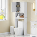 Walsunny Over The Toilet Storage Cabinet Bathroom Shelves Organizer Space Saver Freestanding Restroom Shelf with Doors Anti-Tip Device Adjus