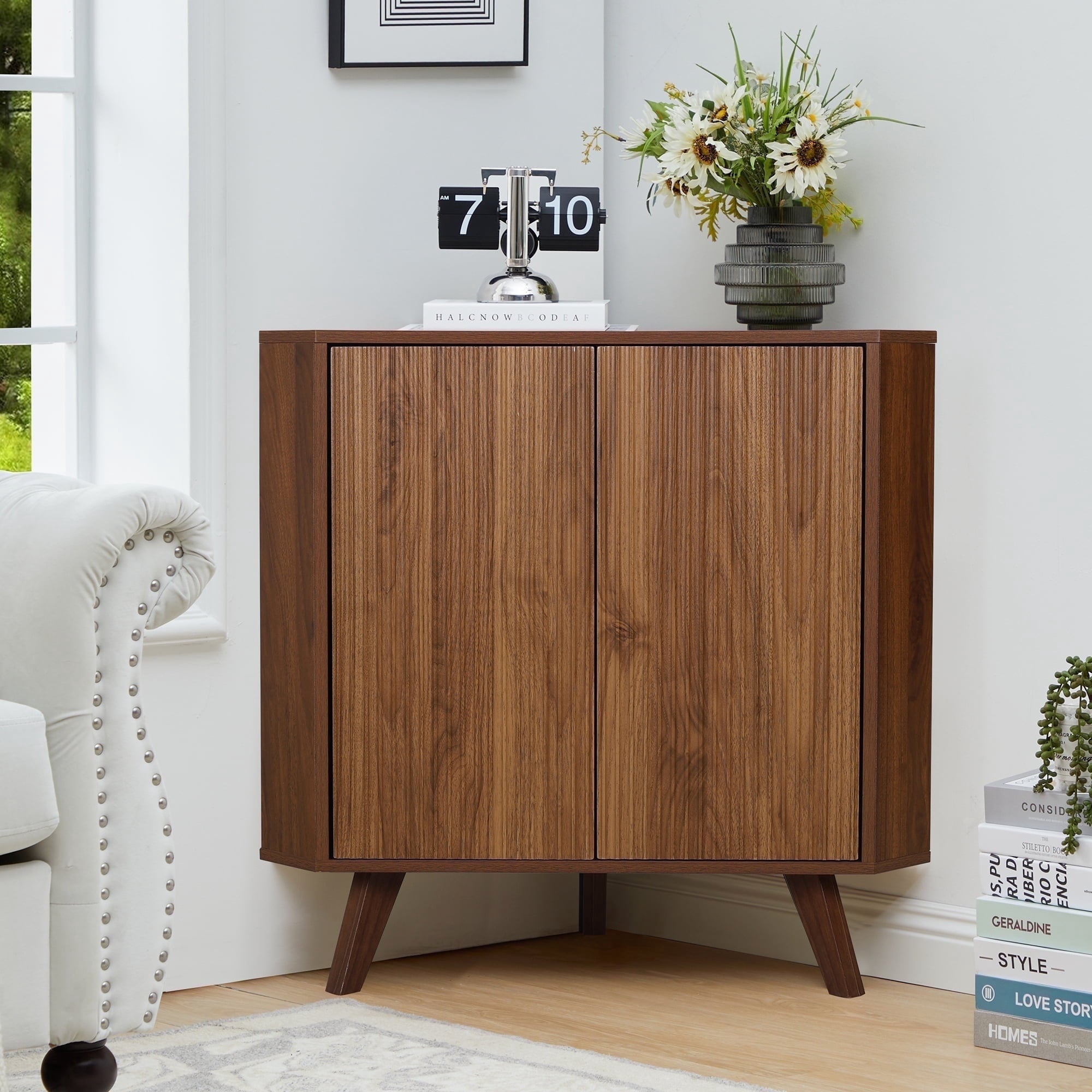 Storage Cabinet with 2 Doors for Bathroom, Floor Storage Cabinet, Freestanding Cabinet , Brown