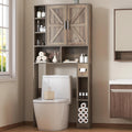 The Toilet Storage Cabinet, Farmhouse Storage Cabinet Toilet with 2 Barn Doors & Toilet Paper Holder Stand,Home Space...