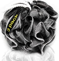 Tilcare Charcoal Shower Loofah Sponge, XXL 90g, 3 Pack Exfoliating Body Scrubber for Cleansing and Smooth Skin, Bath Loofah for Men & Women