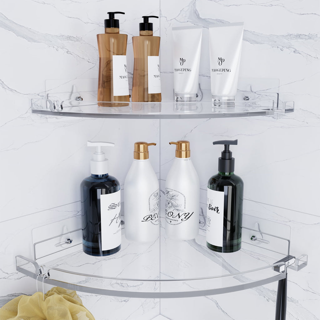 Shower Shelves,Adhesive Shower Caddy Organizer for Bathroom Storage Home Decor,Clear, Rustproof, No Drilling Bathroom...