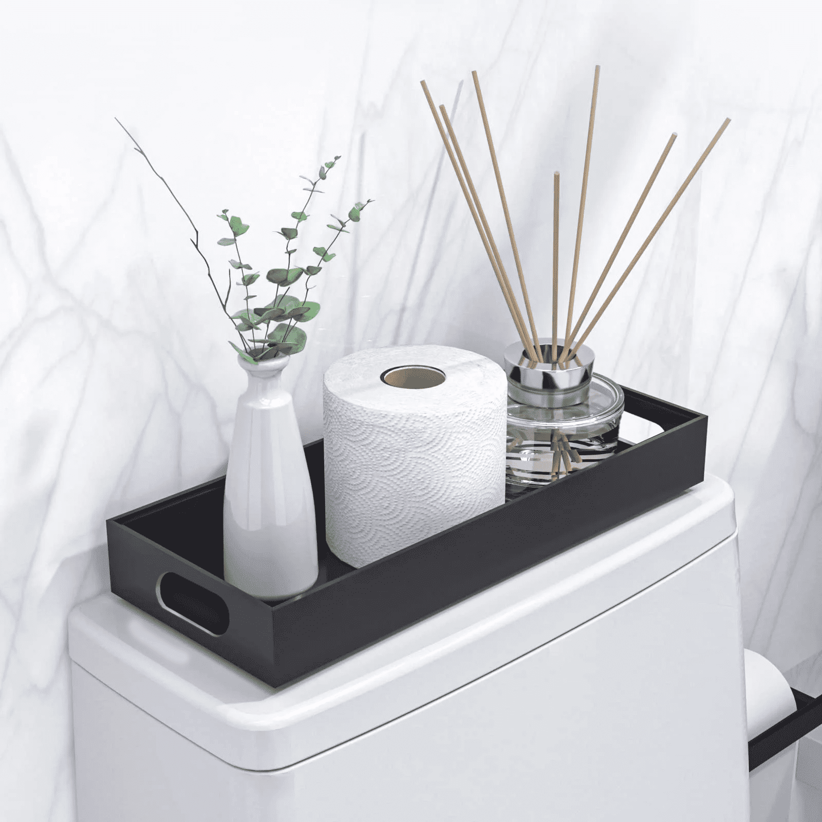 Tray, Bamboo Rectangular Bathroom Tray, 12.5*7.8 Inches Tray Suitable for Bathroom