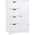 ZENY Bathroom Floor Cabinet, Freestanding Storage Cabinet with 4 Drawers and Adjustable Shelves, Modern Cupboard for Home Living Room Office