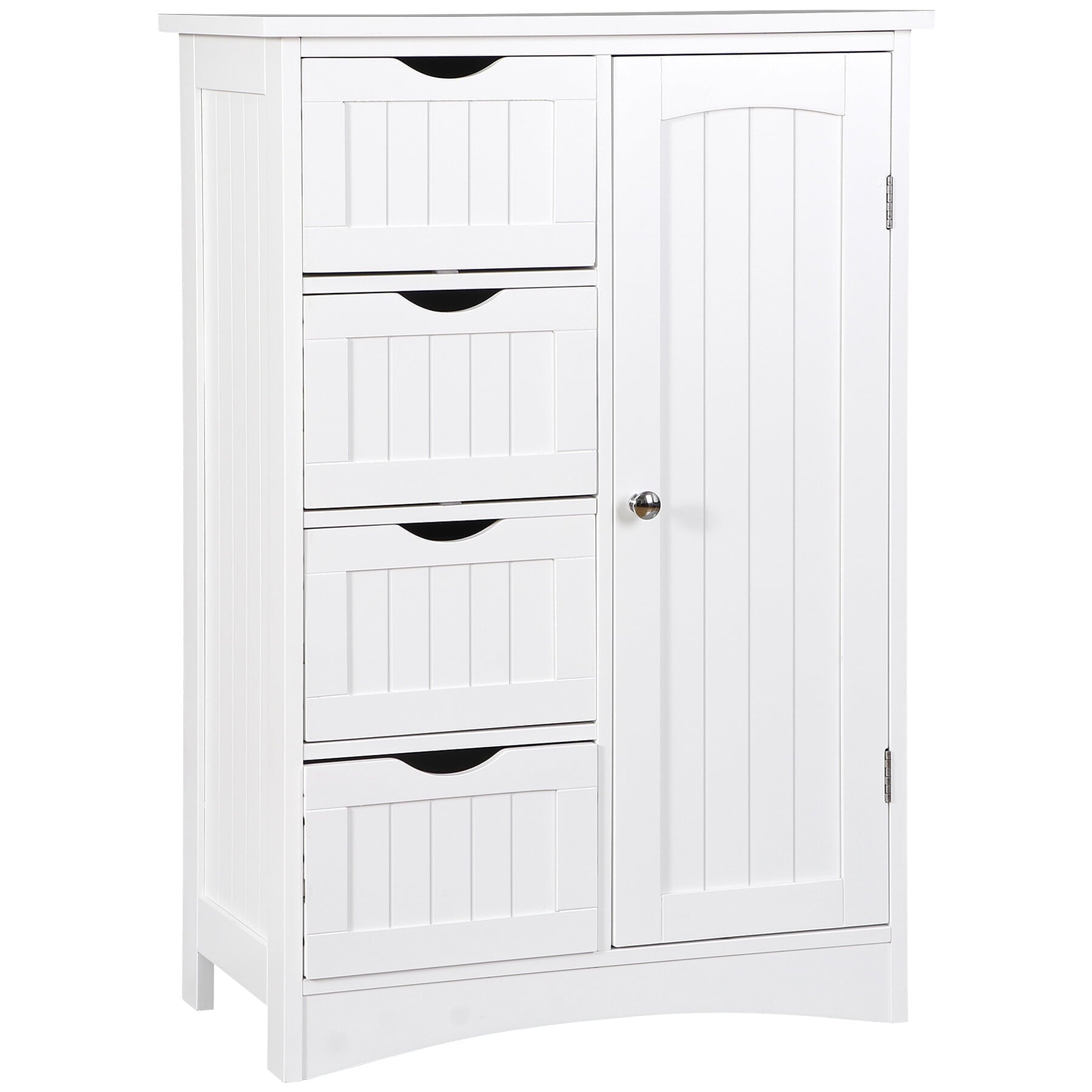 ZENY Bathroom Floor Cabinet, Freestanding Storage Cabinet with 4 Drawers and Adjustable Shelves, Modern Cupboard for Home Living Room Office