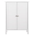 ZENY White Wooden 2 Door Bathroom Cabinet Storage with 3 Shelves Free Standing