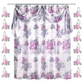 Zahari Home 13pc Michelle Bathroom Shower Curtain Sets Shower Curtain & 12 Shower Bathroom Hooks Modern Classic Luxury Contemporary Decor Fl