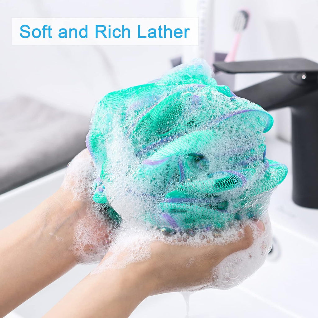 Sponge 4 Pack, Bath Sponge Pouf for Men Women, Loofa Bath Scrunchie, Exfoliator Body Bath Scrubber(4pcs) - Image 6