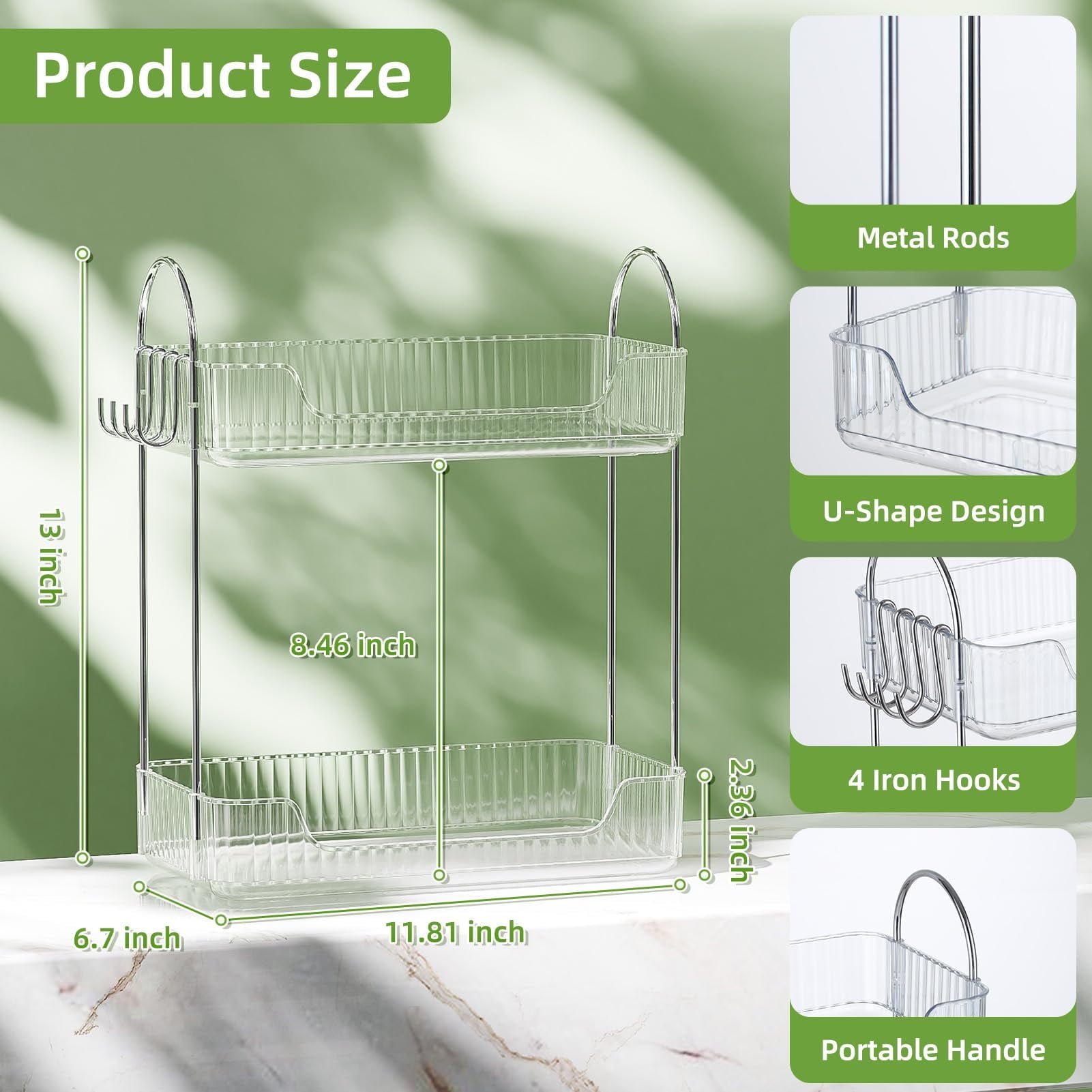 Vitviti 2 Tier Bathroom Counter Organizer，Cosmetic Skincare Organizer，Spice Rack Organizer for Kitchen - Image 5