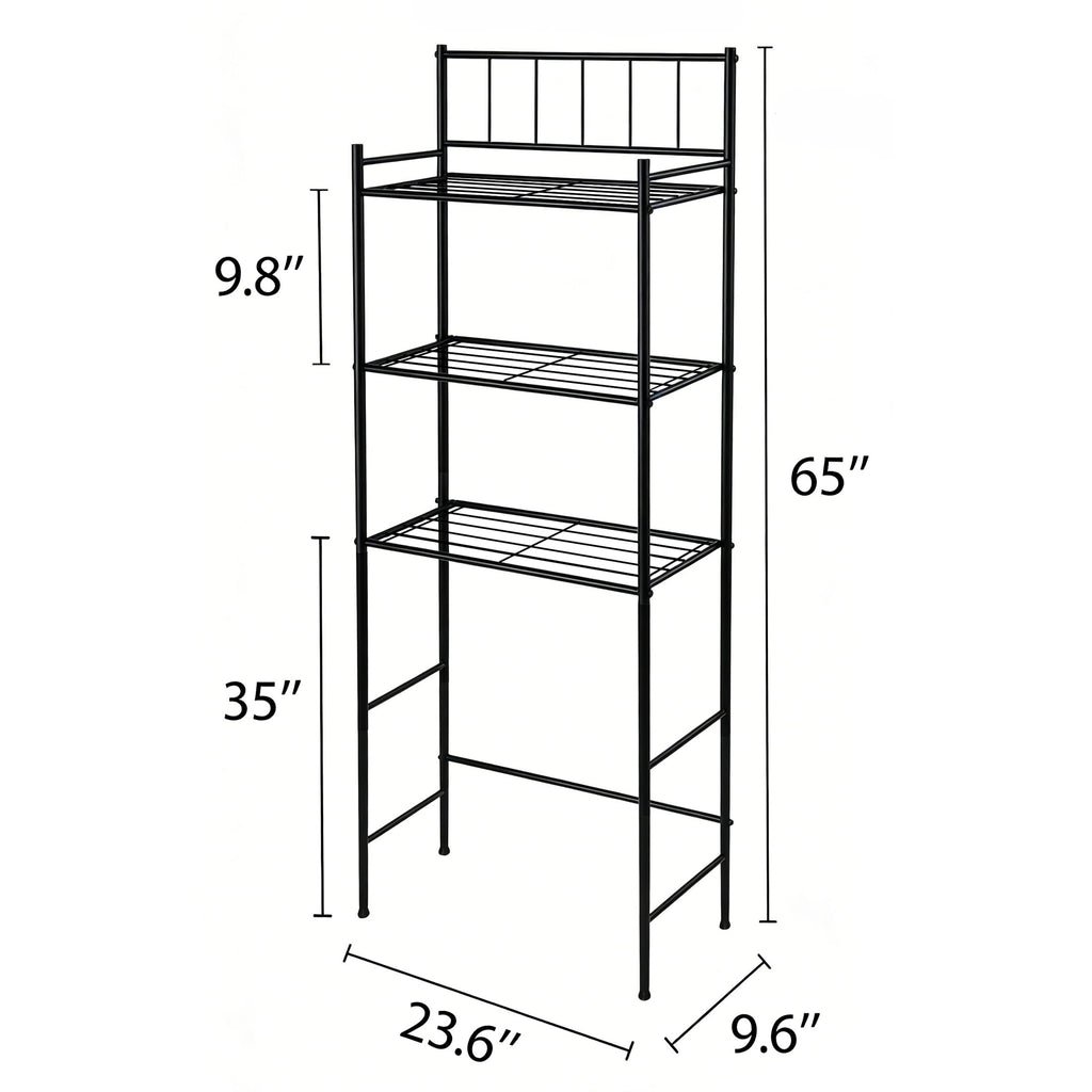 the Toilet Storage, 3-Tier Toilet Storage Rack for Bathroom, Metal Bathroom Organizer Shelves Toilet, Black - Image 3