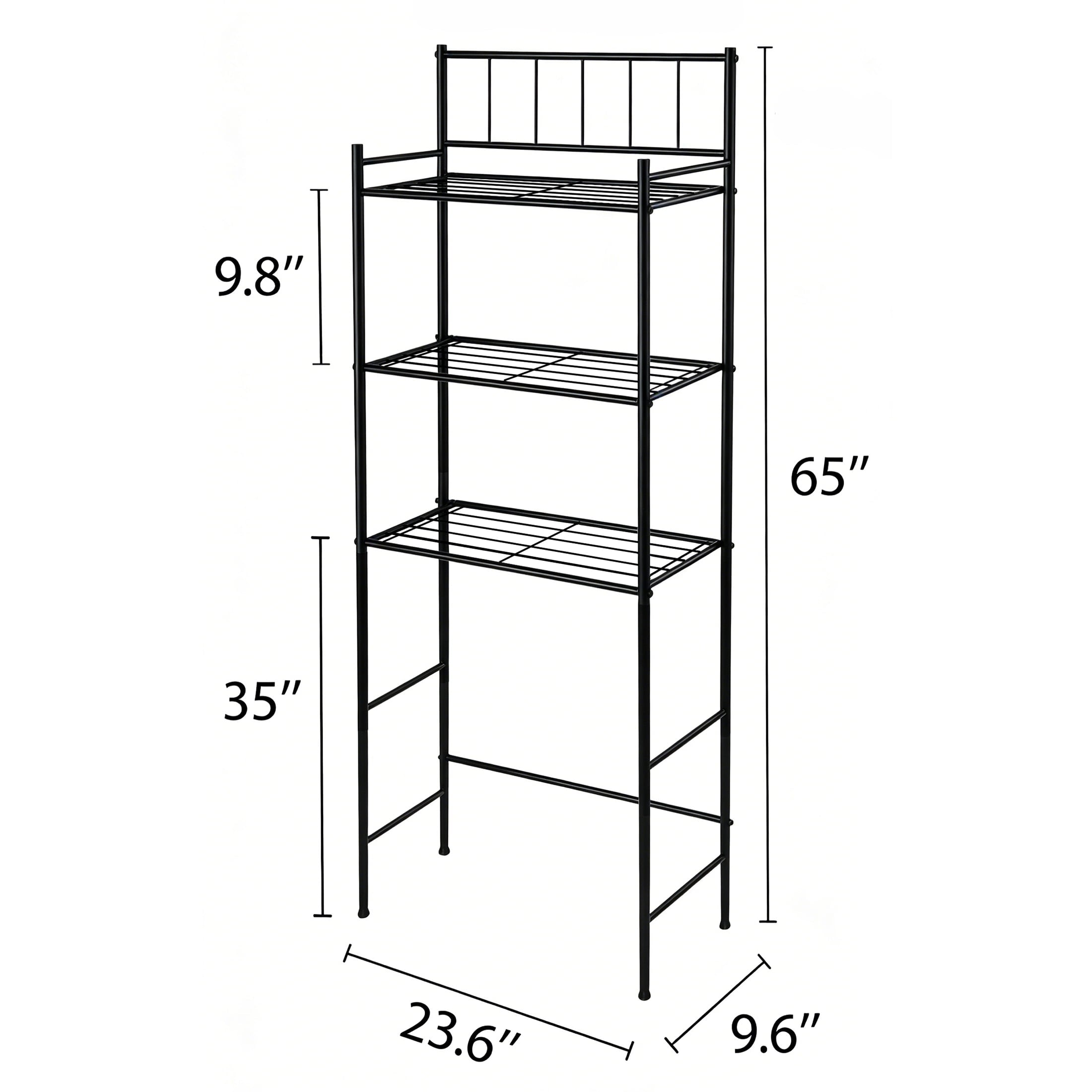 the Toilet Storage, 3-Tier Toilet Storage Rack for Bathroom, Metal Bathroom Organizer Shelves Toilet, Black - Image 3