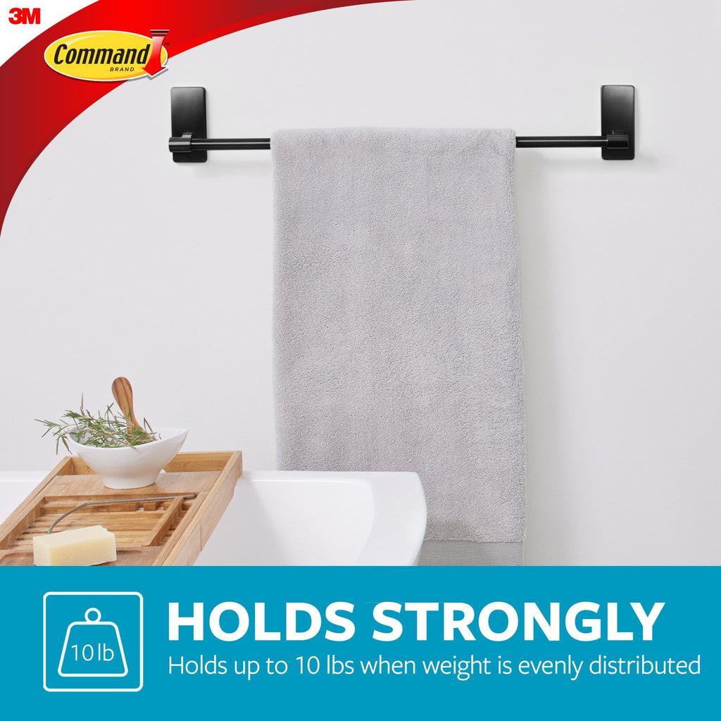 Black Towel Bar, Holds 10 lbs, 2 Large Strips - Image 4