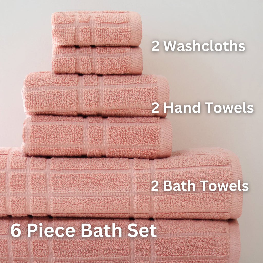 6-Piece Bath Towel Set, Super Soft Quick Dry Fade Resistant, Textured Teracotta - Image 4