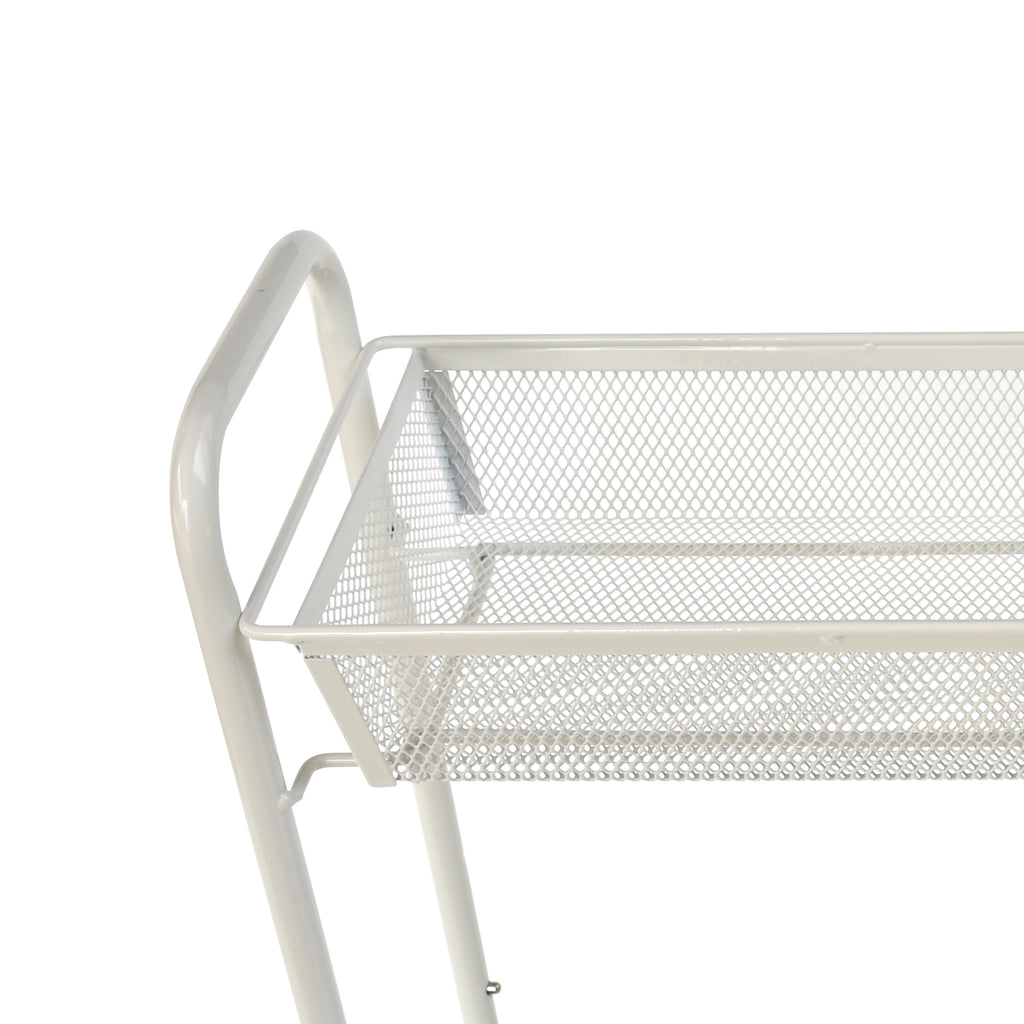 Mainstays Slim 3-Tier Rolling Bathroom Storage Cart with Hooks in White Finish - Image 4
